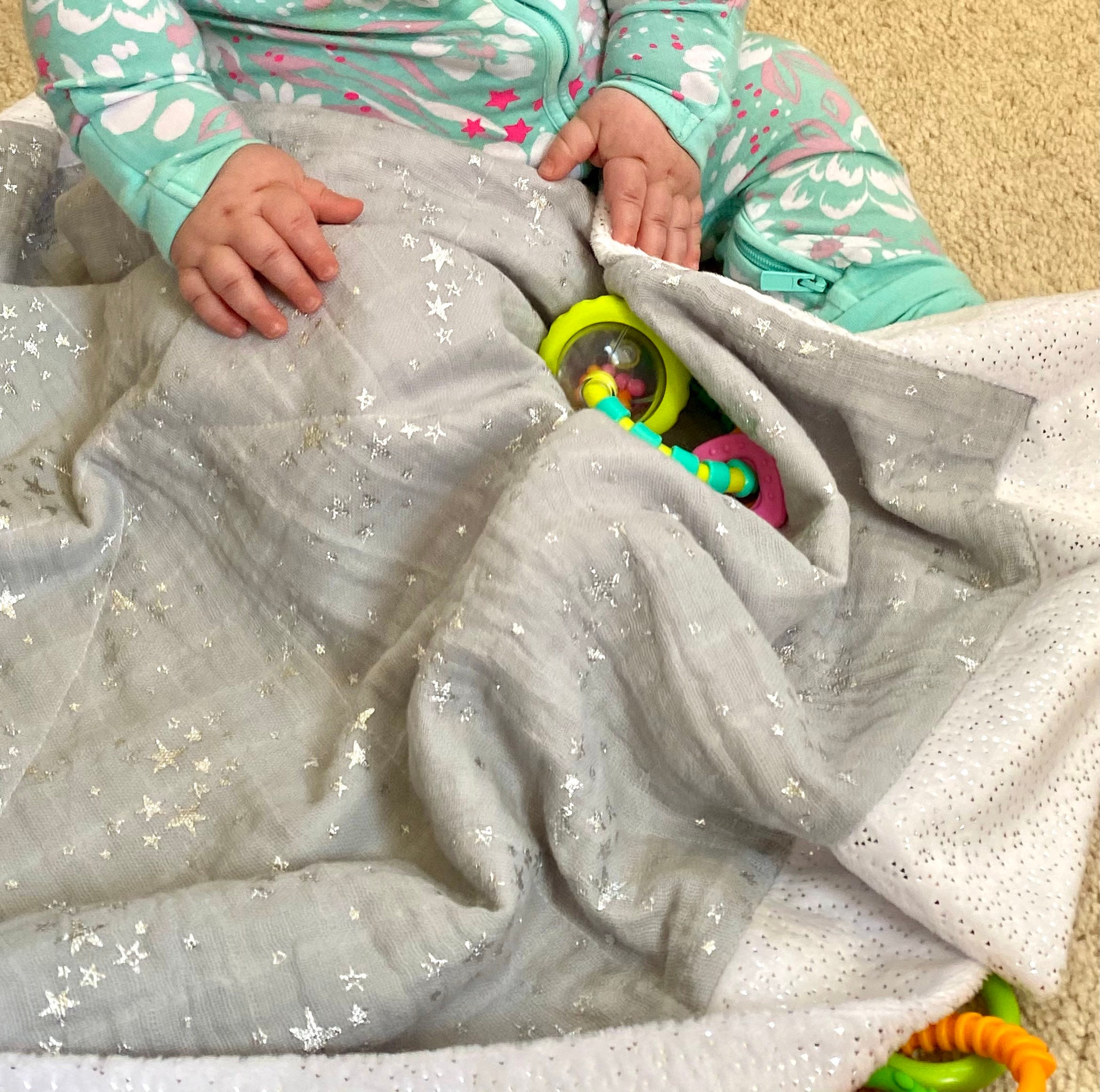 Baby Blanket Gift Set Receiving Blanket Minky Bib Burp Etsy UK