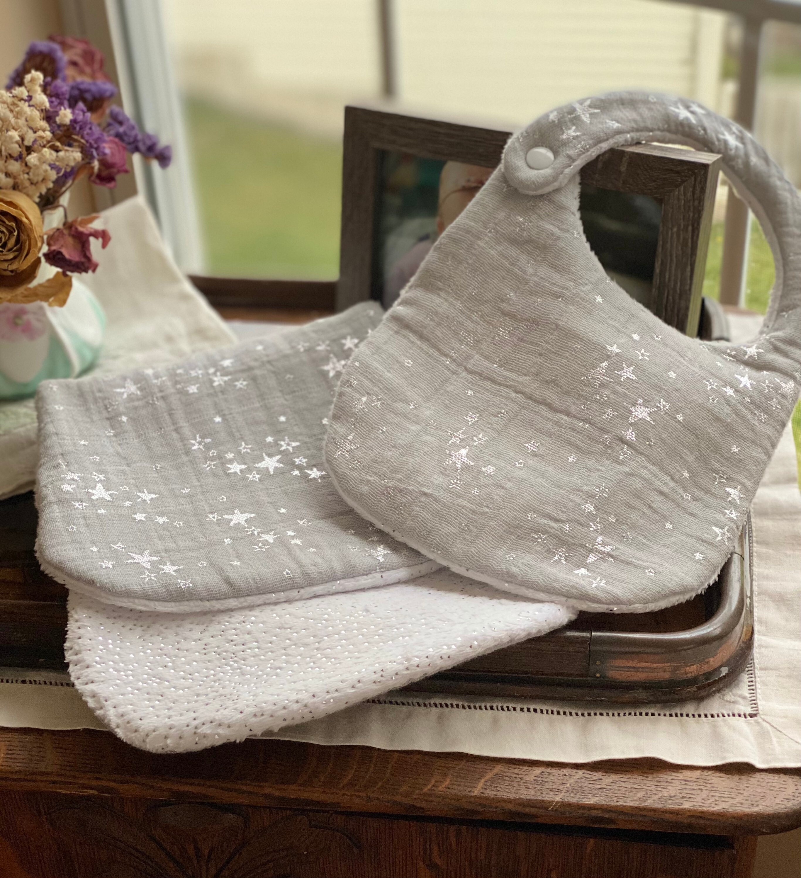 Baby Blanket Gift Set Receiving Blanket Minky Bib Burp Etsy UK