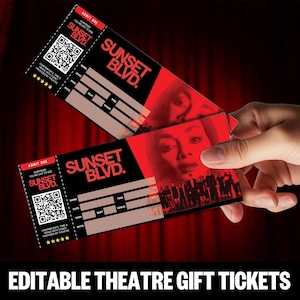 SUNSET BLVD Theater Musical bearbeitbare Geschenkkarte | Digitaler Download - Bearbeitbares personalisiertes PDF