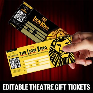 Das KÖNIG DER LÖWEN Theater Musical bearbeitbare Geschenkkarte | Digitaler Download - Bearbeitbares personalisiertes PDF