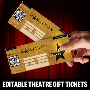 HAMILTON Theater Musical bearbeitbare Geschenkkarte | Digitaler Download - Bearbeitbares personalisiertes PDF