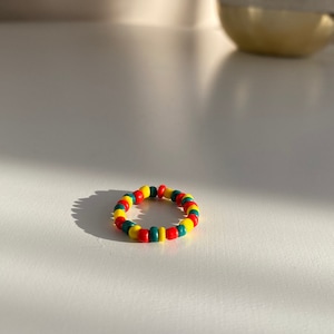 Rasta ring, beaded ring, Rastafarian, rasta woman, jamaica, Jah, boho, stackable ring, reggae, Ghana, one love, valentines gift, galentines