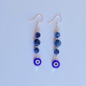 Orecchini E Collana Nazar Boncuk | Argento 925 | Stile Turco Con Occhio Blu - Foto 12