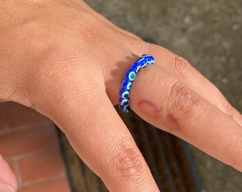 Ring, Turkish Greek Evil eye, nazar boncuk, stretchy ring, beaded ring, protection, unique gift, Tween gift, birthday gift, friend gift
