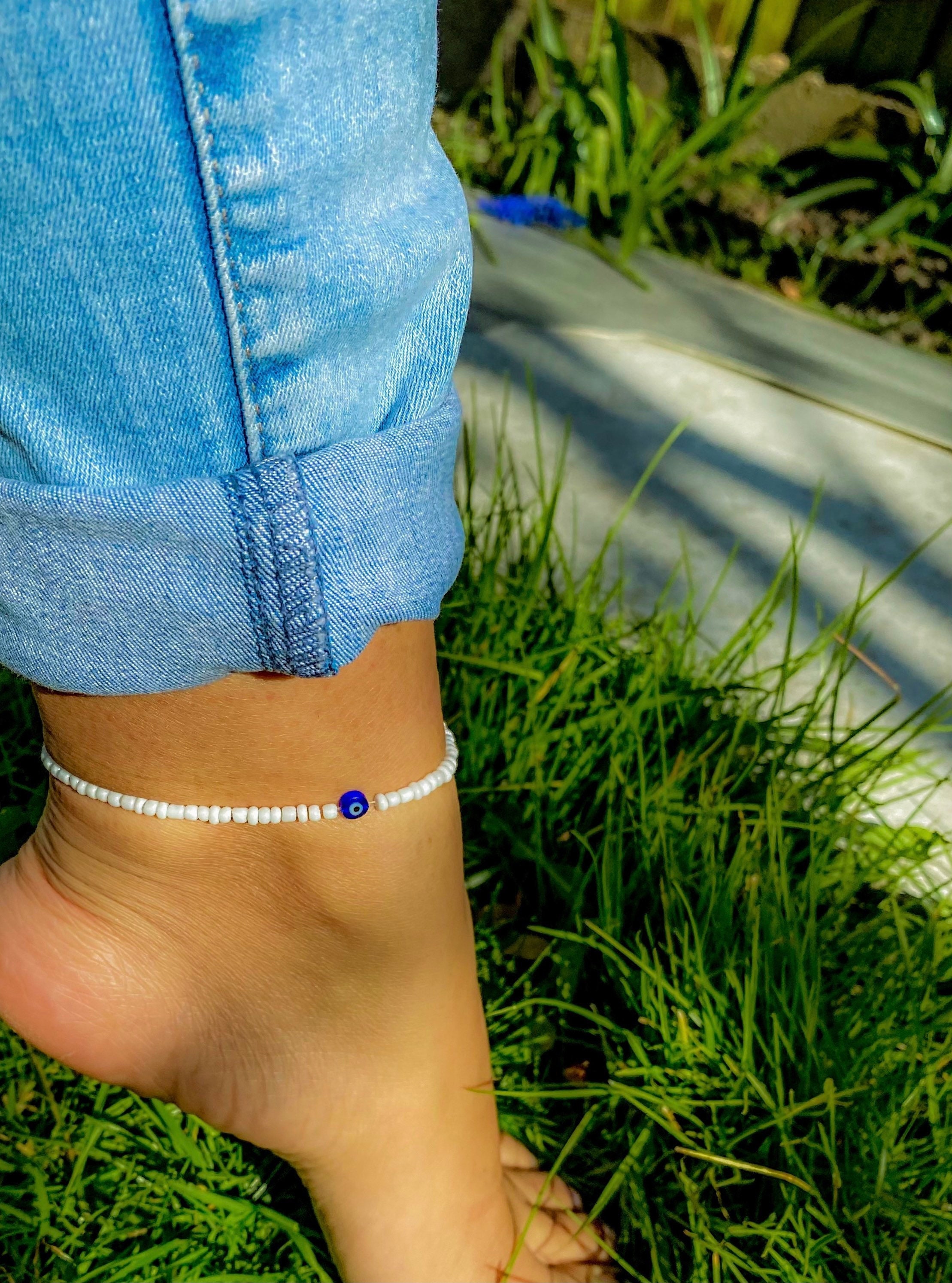 Turkish Eye Jewelry, Rope Chain Anklets, Blue Eye Anklet, Braided Anklet