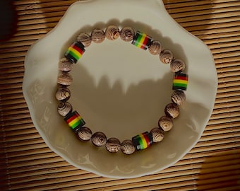 Rastafarian, Wooden Beaded Bracelet, Rastaman, Rastawoman, men’s bracelet, gift for him, Jamaica bracelet, Ghana bracelet, gift for her