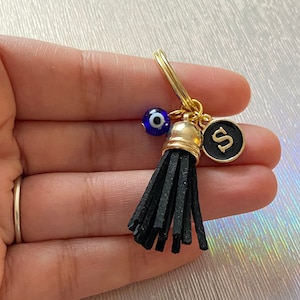 Initial personalised keyring, tassel keyring, evil eye, beaded keychain, nazar boncuk, protection, Turkish eye, Greek Eye, new home gift
