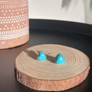 heart studs, faux turquoise, stainless steel, earrings, everyday jewellery, for women, gift for her, boho, for teens, ocean, blue, Eid gift