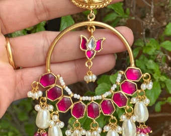 Kundan chandbali/ Designer chandbali/ long earrings/Indian jewelry