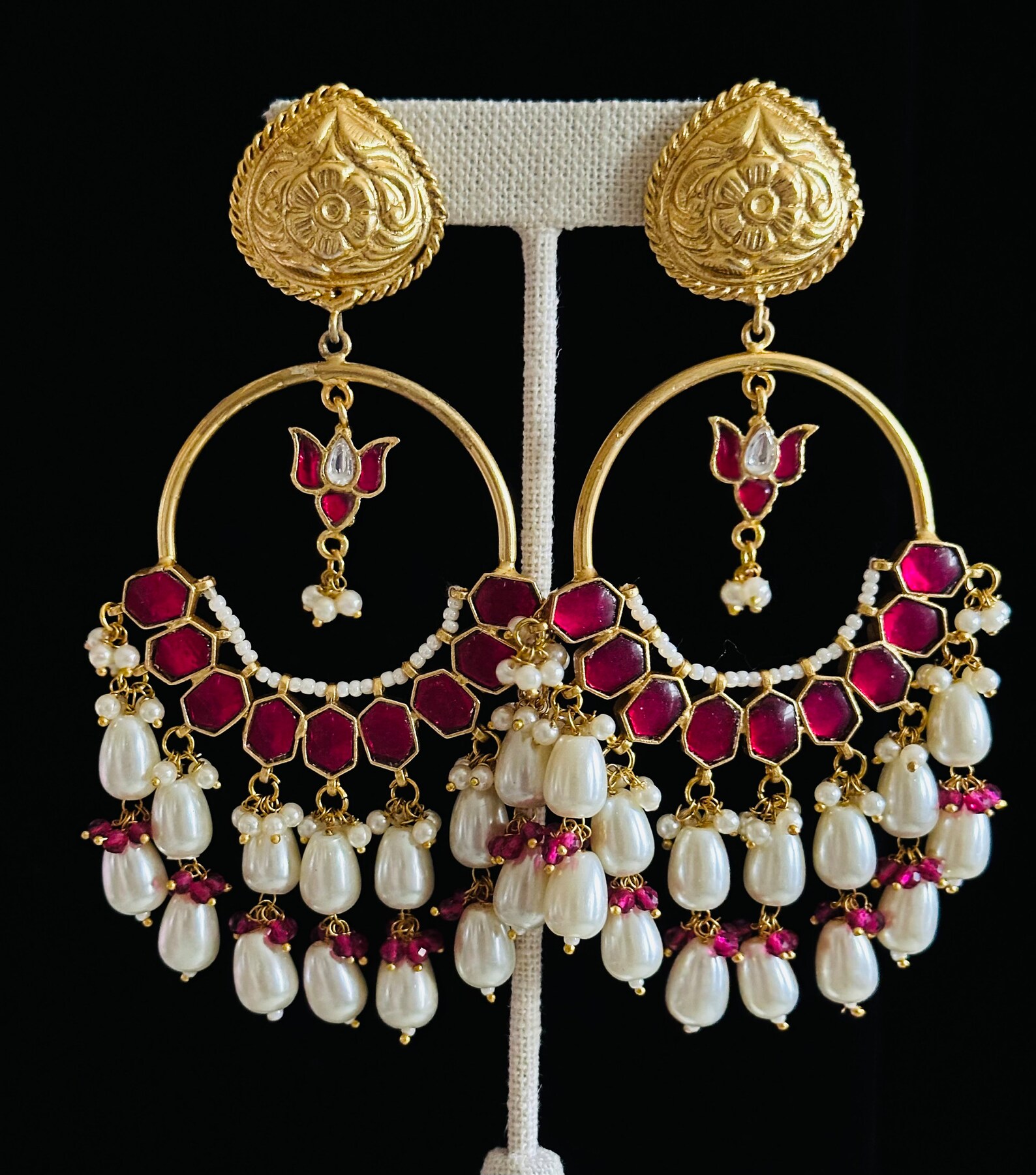 AI168 - kundan Stone Chandbali Earring