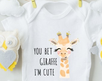 You Bet Giraffe I'm Cute/Baby Shower Geschenk/Lustiger Giraffe Onesie/Unisex Babykleidung/Süßer BabyBodysie