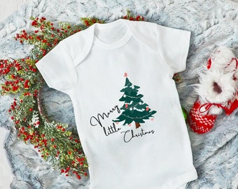 First Christmas Baby Onesie/Merry Little Christmas/Christmas Tree Baby Bodysuit