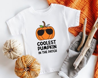 Funny Halloween Toddler Shirt/Kids Pumpkin Costume/Coolest Pumpkin in the patch Kids Shirt