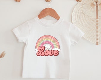 Pink Retro Rainbow Shirt/ Love Valentine Tee/Kids Valentine Shirt/Valentine Shirt