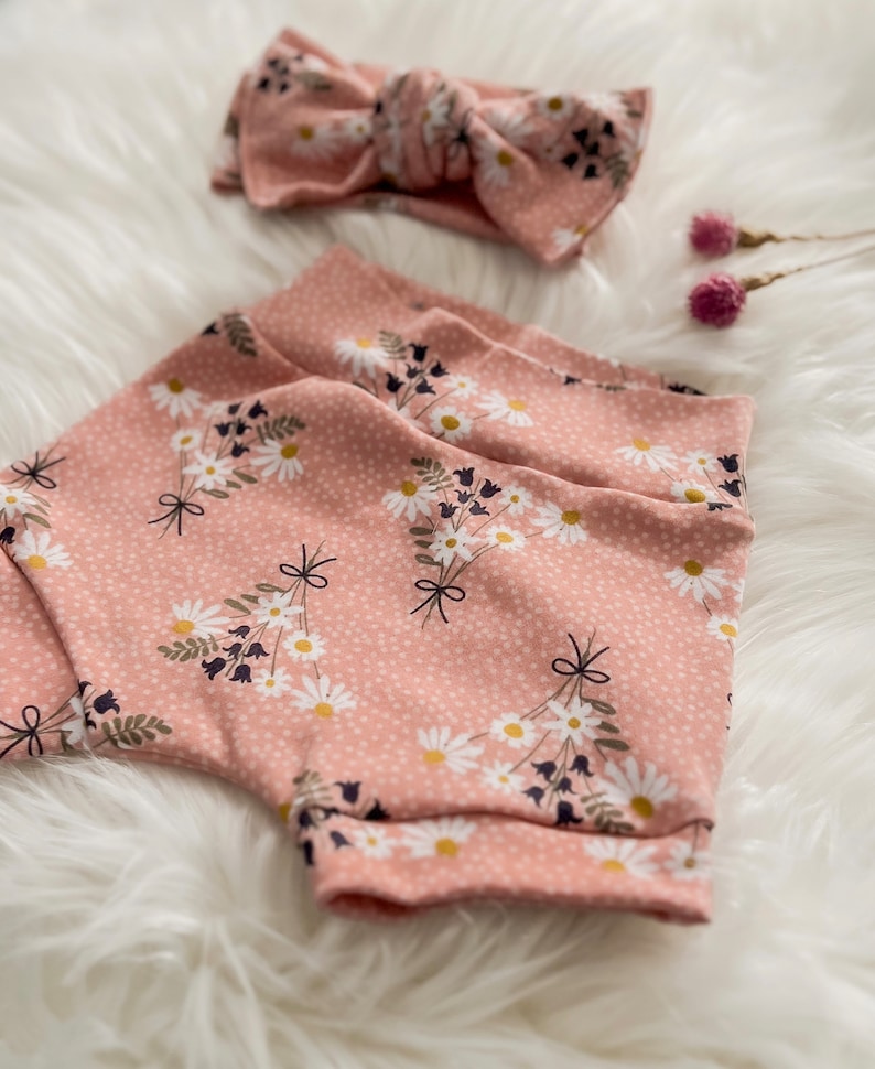 Wild Daisy Boutique Bummies in Pink with Bow Headband and/or Headband and Bummies Set/Cute Baby Girl Outfit/Baby Shower Gift image 5