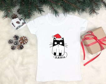 Christmas Cat Toddler Shirt/Meowy Christmas Toddler Tee/Cute Kid Holiday Shirt/Kids Christmas Gift