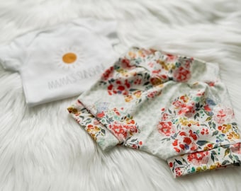 Delicate Florals in Off White Bummies and/or Bodysuit Set/Cute Baby Girl Outfit/Baby Shower Gift Set