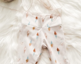 Boho Ice Cream Print Baby Leggings/Vintage Baby Yoga Hose/Baby Hose