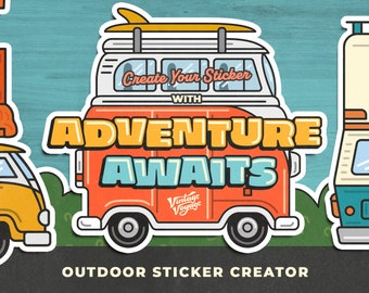 Adventure Awaits • Outdoor Sticker Creator • Outdoor Clipart • Hiking Clipart • Camping Clipart • Fishing Clipart • Travelling Clipart