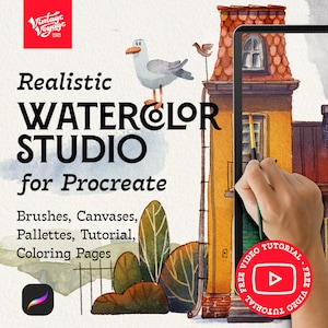 VVDS Realistische aquarelstudiopenselen voor Procreate • Penselen • Procreate-aquarel • iPad-penselen • Procreate-penselen • Digitale penselen