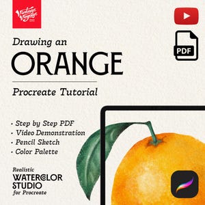 Watercolor Orange in Procreate • Watercolor tutorial • Drawing Tutorial • How to draw • Watercolor Class • Video Tutorial • Drawing Class
