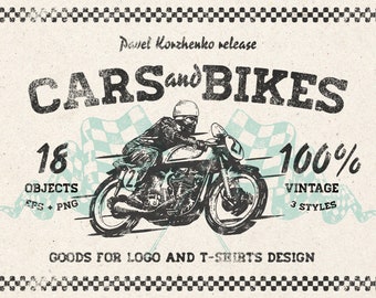 Cars & Bikes • Retro clipart • Auto and Moto clipart • Cars Clipart • Vintage clipart • Motorcycles •