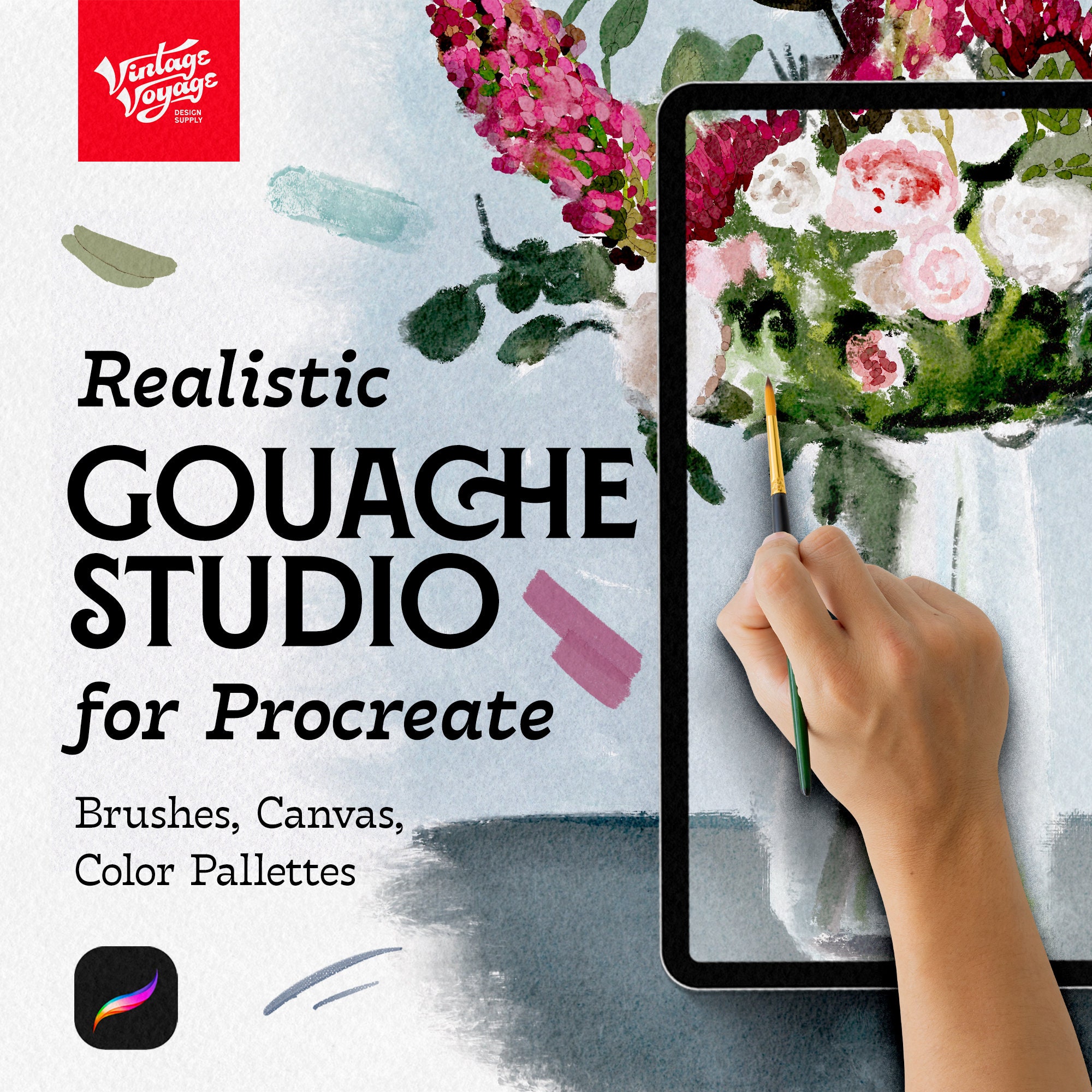 VVDS Realistic Gouache Studio para Procreate — Kit de pinceles de Gouache y Acuarela para iPad