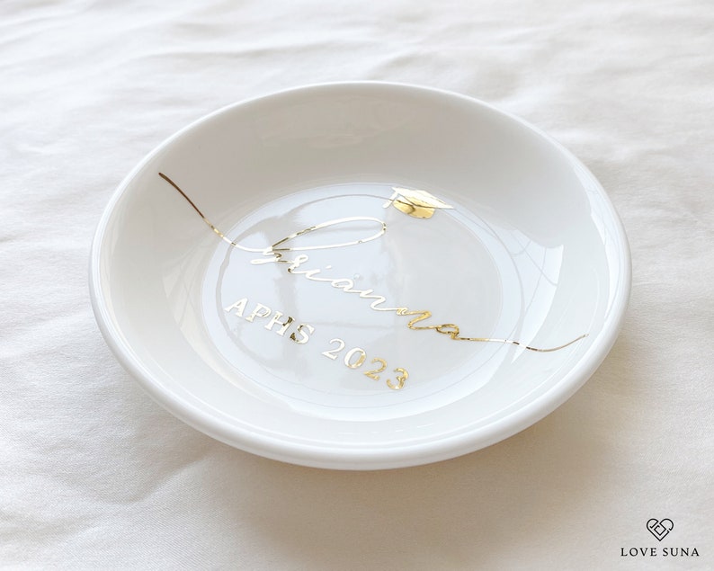 Personalized Graduation Gift, Custom Jewelry Dish, Class of College Graduation Gift for Her, Masters Degree Gift, PHD Graduation Present image 4