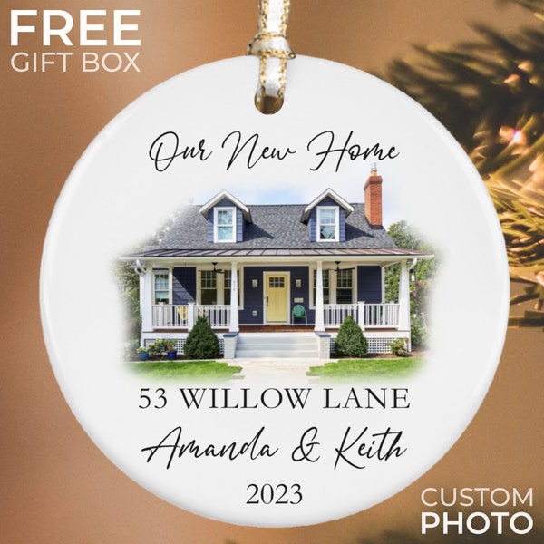 Personalized New Home Photo Ornament, Custom House Address Ornament, Housewarming Gift, Realtor Client Gift, Couples Home Ornament