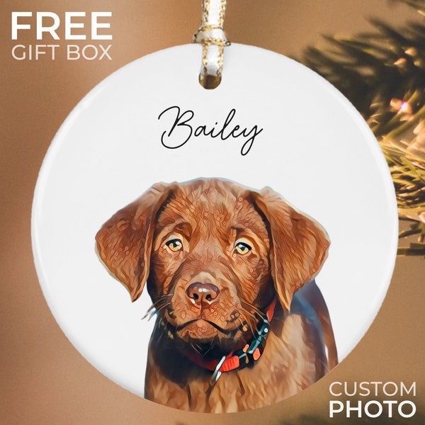 Personalized Pet Ornament, Custom Dog Christmas Ornament, Pet Ornament Using Photo, Cat Christmas Photo Ornament, Pet Portrait Name Gift