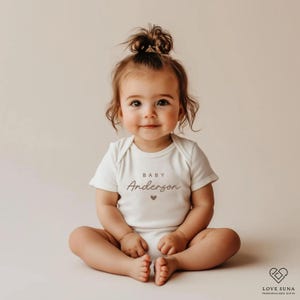 Personalized Baby Name ONESIES® Brand Bodysuit, Custom Name Bodysuit, Pregnancy Announcement, Gifts for Newborn, Baby Name Reveal Bodysuit image 7