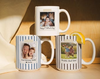 Custom Photo Mug, Personalized Picture Coffee Cup, First Father's Day Gift, Gift for New Dad, Mug for Grandpa