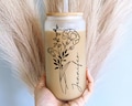 Personalized Birth Flower Tumbler, Gifts for Her, Mother&#39;s Day Gift, Bridesmaid Proposal Gift, Graduation Gift, Custom Glass Coffee Cup