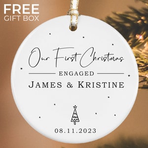 Engaged Christmas Ornament, Custom Engagement Keepsake, Engagement Gift, Personalized First Christmas Engaged, Engagement Announcement