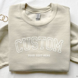 Custom Varsity Crewneck Sweatshirt, Personalized Embossed Sweater, Graduation Gift, Custom Team Sweatshirts, Group Party Event Sweaters