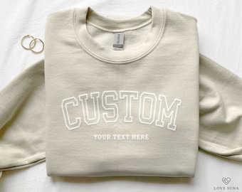 Custom Varsity Crewneck Sweatshirt, Personalized Embossed Sweater, Graduation Gift, Custom Team Sweatshirts, Group Party Event Sweaters