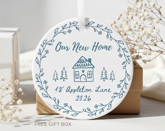 Personalized New Home Ornament, First Home Keepsake Gift for New Homeowners, Realtor Client Closing Gift, Minimalist New House Ornament