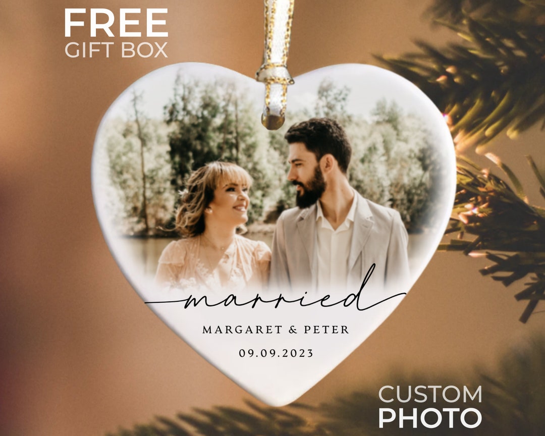 Personalized Married Photo Ornament, Custom First Christmas Married ...