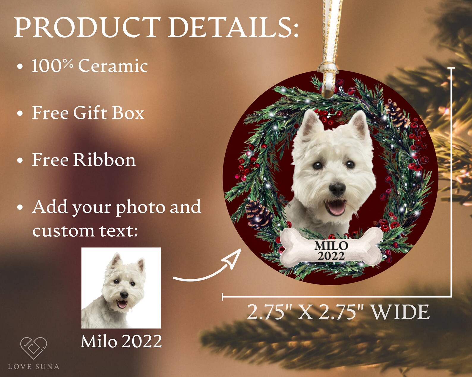 Personalized Pet Ornament Custom Dog Christmas Ornament Pet Etsy