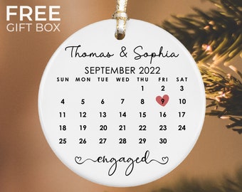 Personalized Engaged Ornament, Custom Engagement Ornament, Couples Ornament, Engagement Gift, First Christmas Engaged, Engaged Announcement