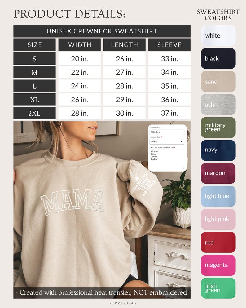 Personalized Mama Sweatshirt with Kid Names on Sleeve, Mothers Day Gift, Birthday Gift for Mom, New Mom Gift, Minimalist Cool Mom Sweater image 6