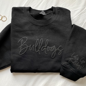 Custom Team Name Sweatshirt with Sleeve Print, School Mascot Sweatshirt, Embossed Sports Team Sweater for Mom, School Spirit Sweater