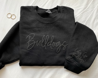 Custom Team Name Sweatshirt with Sleeve Print, School Mascot Sweatshirt, Embossed Sports Team Sweater for Mom, School Spirit Sweater