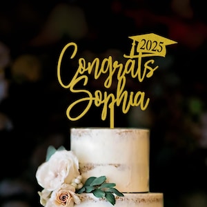 Personalized Graduation Cake Topper, Custom Name Congrats Grad Cake Topper, Graduation Party Decor, College Graduation Cake Topper
