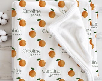 Personalisierte Cutie Baby-Namensdecke - Benutzerdefinierte Clementine-Muster Kinderdecke