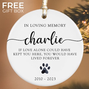 Personalized Pet Memorial Ornament, Dog Christmas Ornament, Forever Loved Remembrance Gift, Pet Loss Gift, In Loving Memory, Paw Ornament