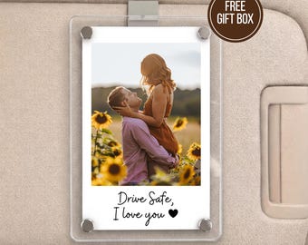 Personalized Gift for Him, Custom Anniversary Gift, Custom Photo Car Visor Clip, Couples Gift, Father's Day Gift