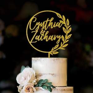 Spersonalizowana ozdoba na tort weselny, niestandardowa drewniana ozdoba na tort z imionami lub inicjałami, rustykalna ozdoba na tort weselny, ozdoba na tort rocznicowy