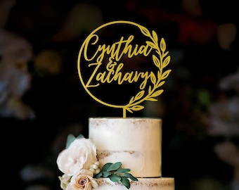 Personalized Cake Topper for Wedding, Custom Wood Cake Topper with Names or Initials, Rustic Wedding Cake Topper, Anniversary Cake Topper