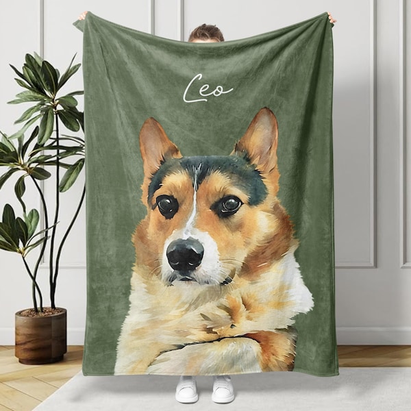 Manta personalizada con foto de mascota, manta con retrato de perro personalizado, regalo conmemorativo para mascotas, manta con foto de gato